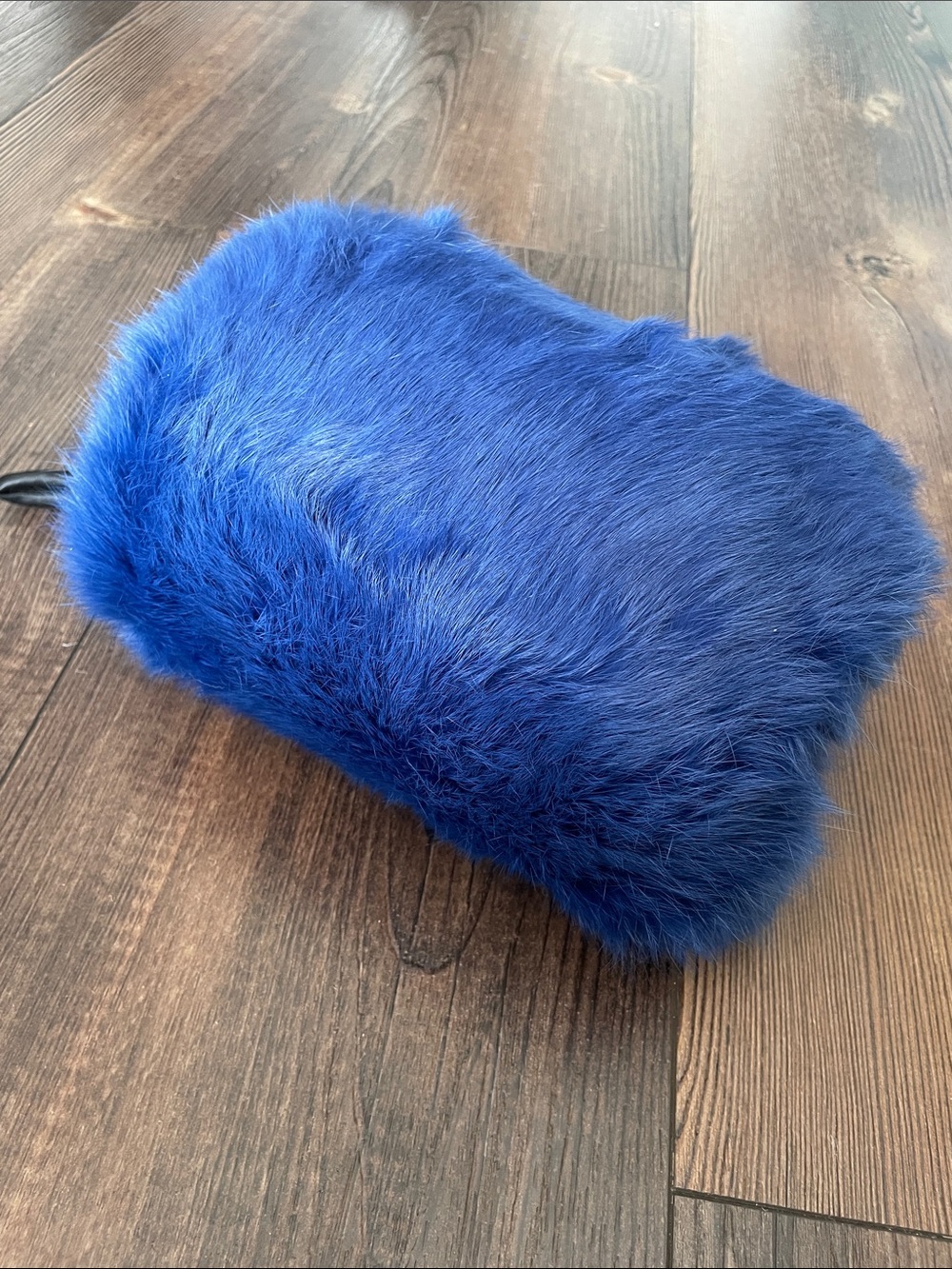 Vintage Royal Blue Real Fur Hand Muff | Genuine Fur Hand Warmer
